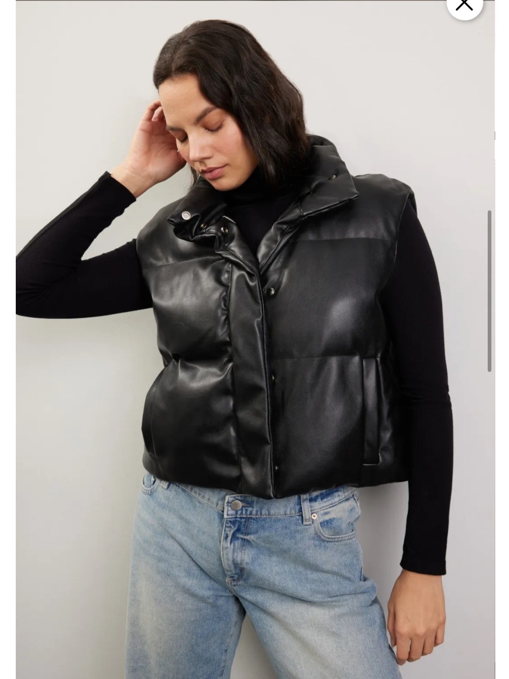 Peter Som Faux Leather Puffer Vest, Size: M